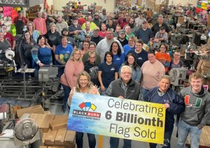 blackburn flag team celebrates six billion marking flags sold
